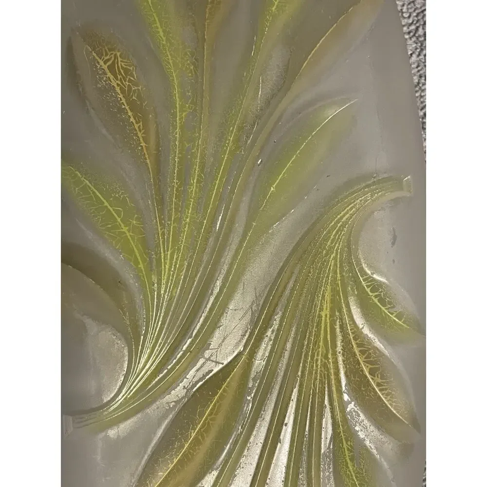 Vintage Indiana Glass Frosted Satin Leaf Creamer Sugar Bowl Tray MCM Set